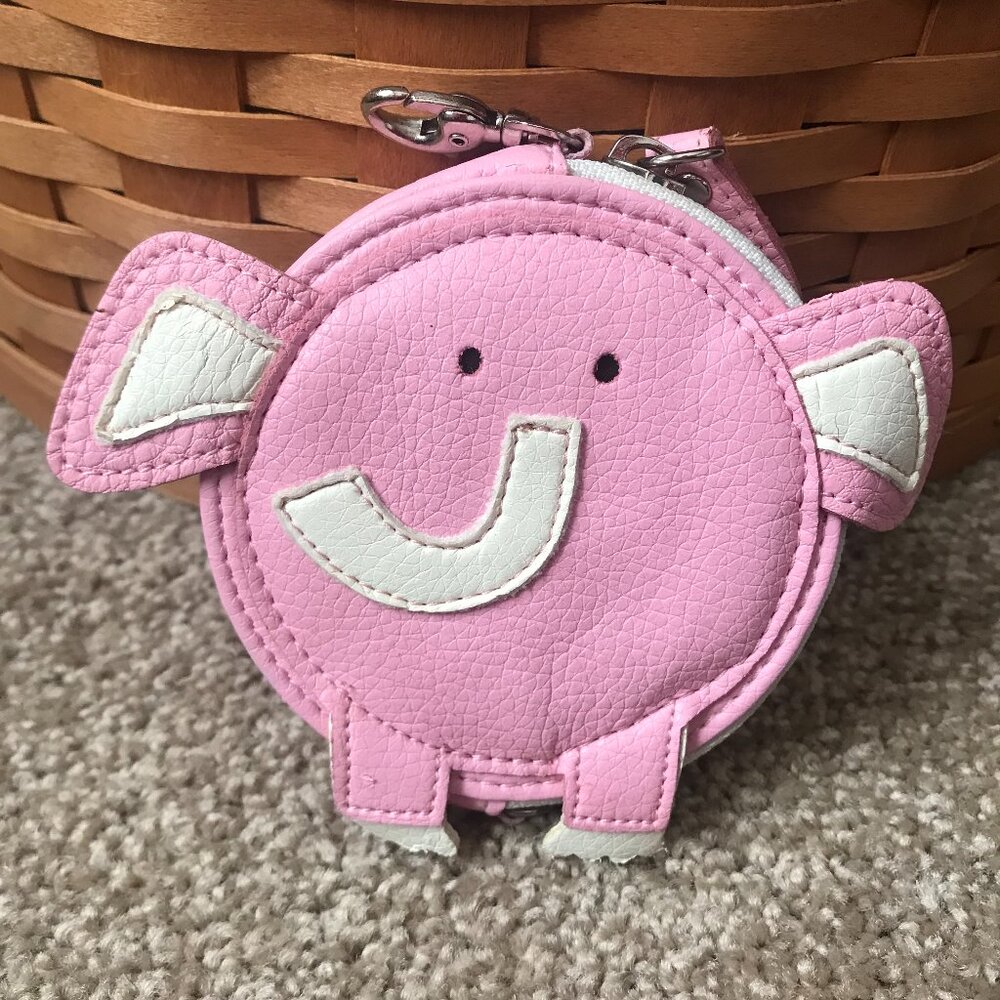 New, Never Used - Anna & Robert Pink w/Ivory Leather Piggy Round Coin Purse